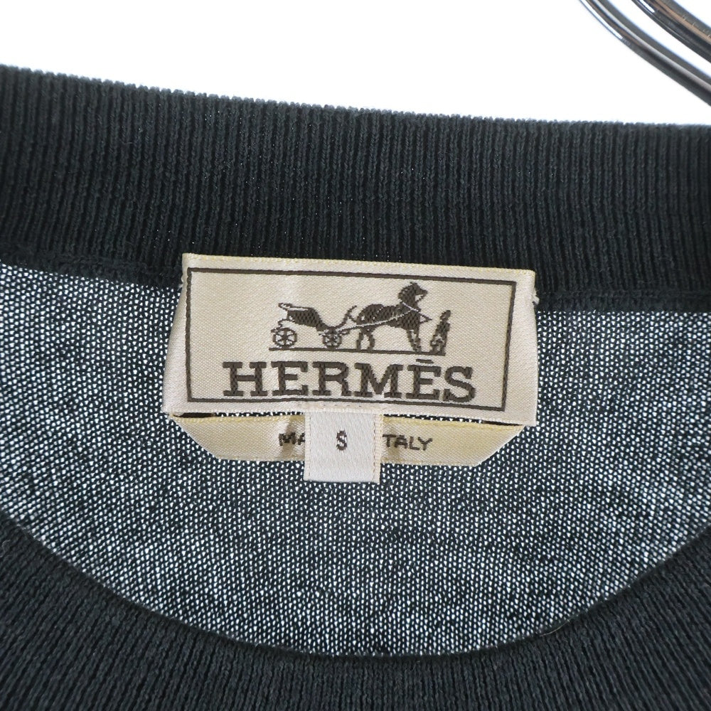 HERMES(エルメス) カシミヤ混 バイカラーニットセーター グレー/ネイビー