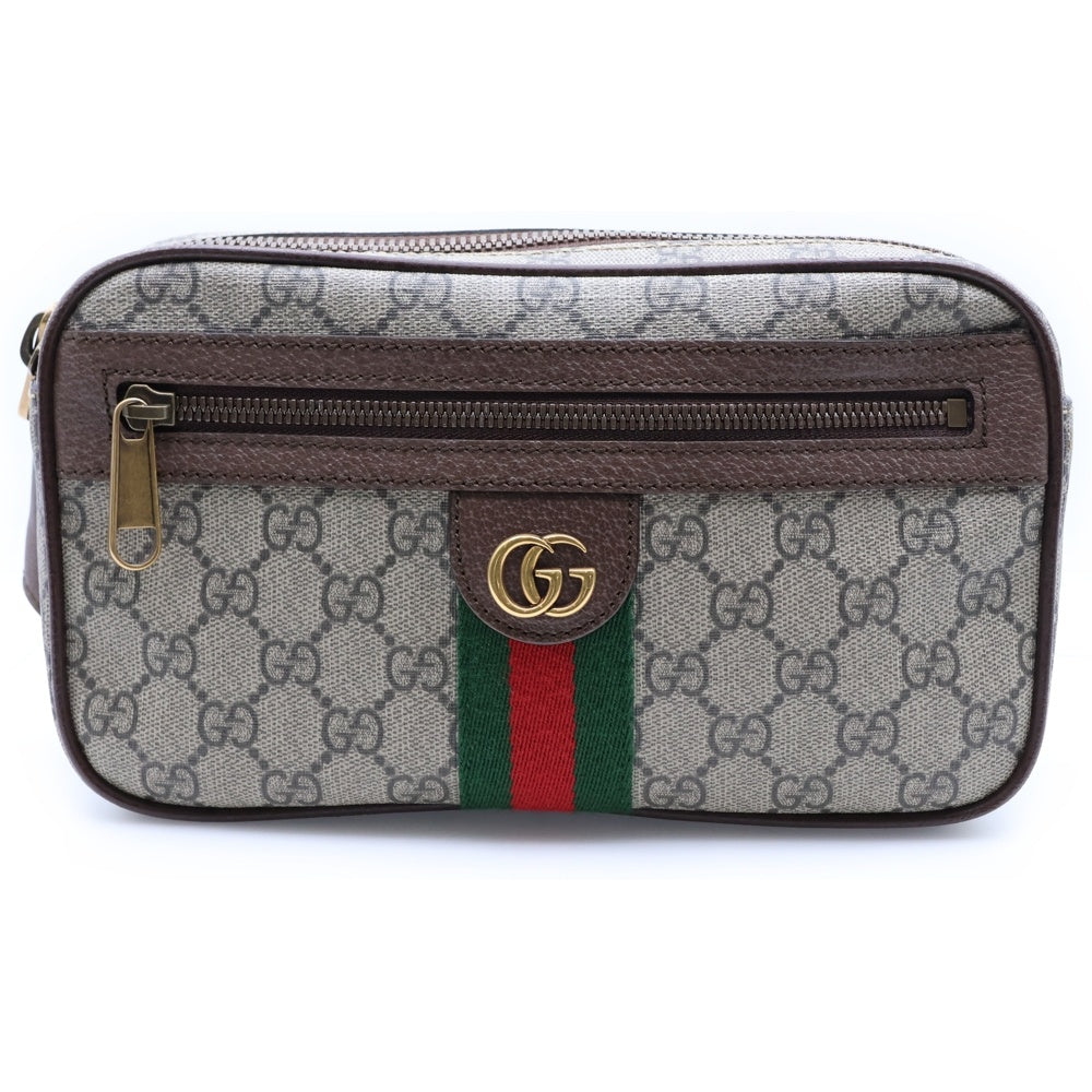 GUCCI(グッチ) GGスプリーム オフィディア シェリーライン クロスボディバッグ ウエスト ショルダーバッグ ベージュ PVC×レザー 574796
