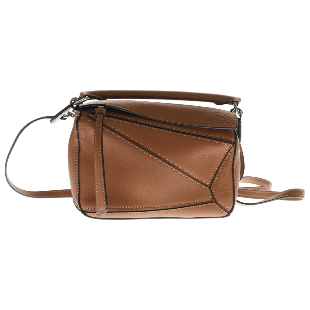 LOEWE(ロエベ) パズルバック ミニ ショルダーバッグ ミニバッグ ブラウン レザー シルバー金具 レディース
