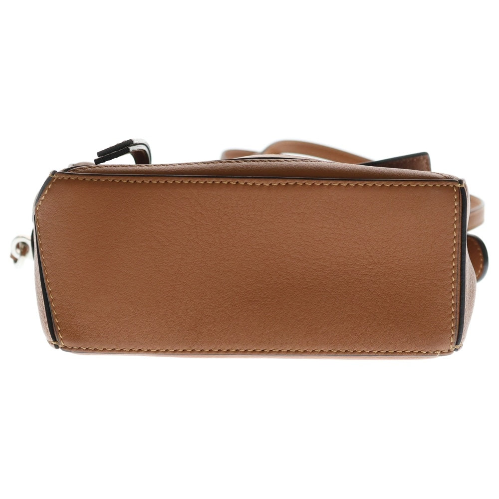 LOEWE(ロエベ) パズルバック ミニ ショルダーバッグ ミニバッグ ブラウン レザー シルバー金具 レディース