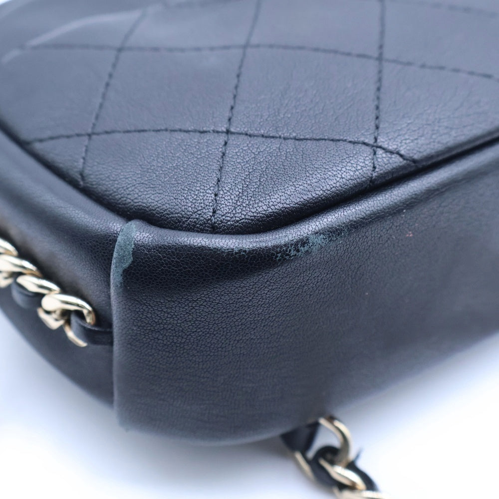 CHANEL(シャネル) マトラッセ カメラバック チェーンショルダーバック ラムスキン ゴールド金具 ブラック AS0137 レディース