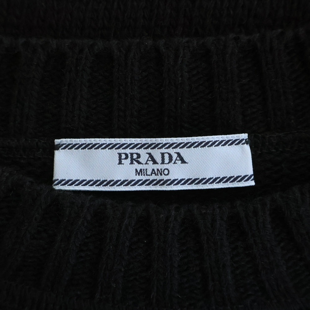 PRADA(プラダ) ジャガードロゴ ウールカシミヤ 長袖ニット セーター ブラック P24G1V レディース