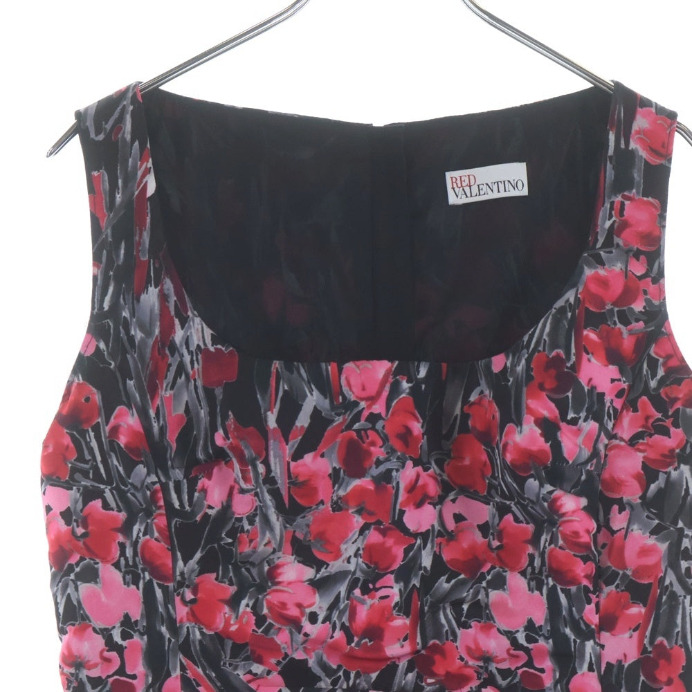 RED VALENTINO(レッド ヴァレンティノ) フラワープリント ノースリーブ ワンピース ブラック/ピンク レディース ER3VS215-V50125R