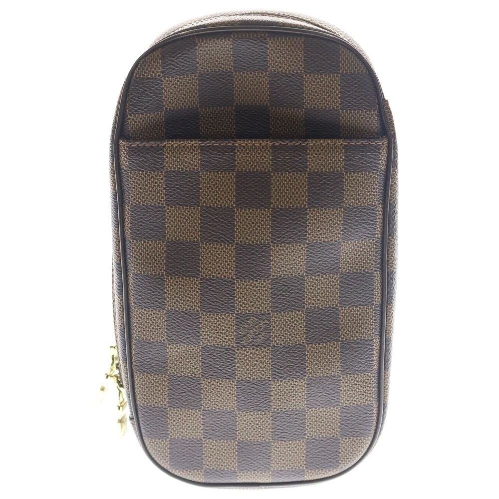 LOUIS VUITTON(ルイヴィトン) ポシェットガンジュ ダミエ PVC レザー ショルダー ボディバッグ ゴールド金具 ブラウン N48048