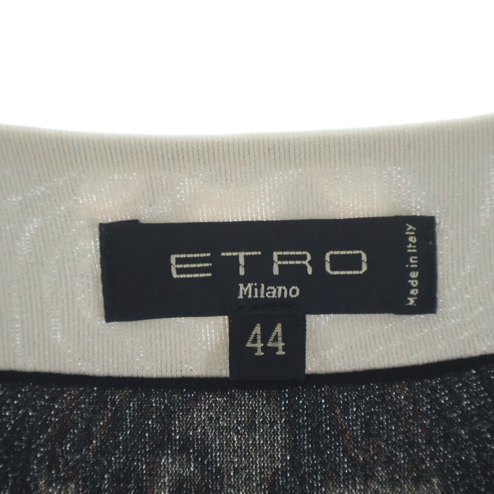 ETRO(エトロ) ペイズリー柄 長袖 ドレープ ロングワンピース ドレス ブラック×マルチカラー 44 レディース
