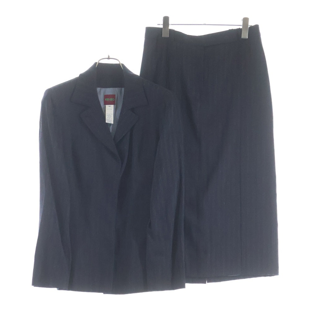 KENZO(ケンゾー) ストライプ セットアップスーツ ジャケット&スカート ネイビー 42 レディース