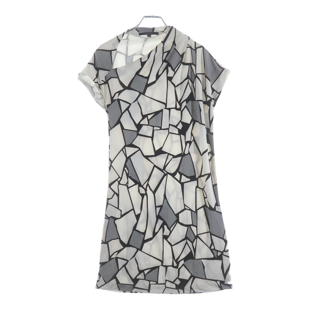 GUCCI(グッチ) 総柄 レーヨンニット 半袖 ミディアムワンピース ホワイト レディース 235464