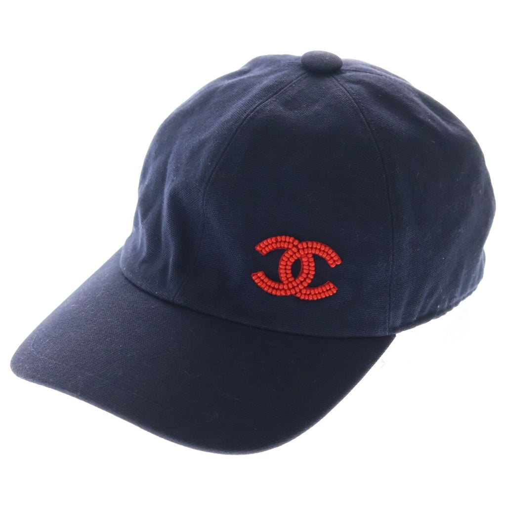 CHANEL(シャネル) ココマーク ビーズ キャップ ネイビー