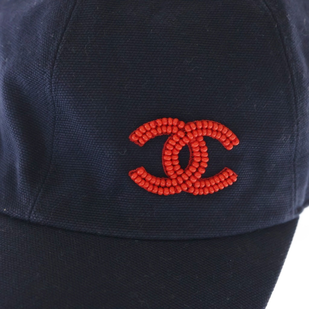CHANEL(シャネル) ココマーク ビーズ キャップ ネイビー