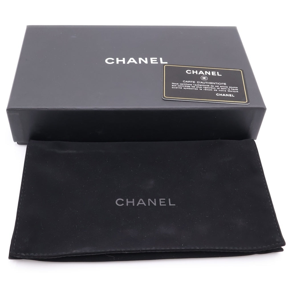 CHANEL(シャネル) マトラッセ ラウンドファスナー長財布 ロングウォレット カードケース ブラック キャビアスキン シルバー金具 レディース