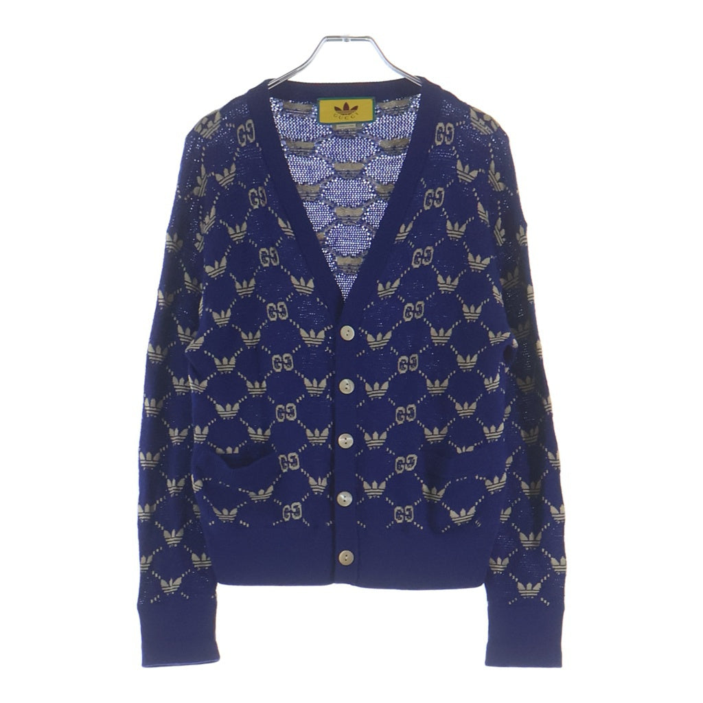 GUCCI(グッチ) ×adidas アディダス GG ジャガード ニット カーディガン ブルー 700474 レディース