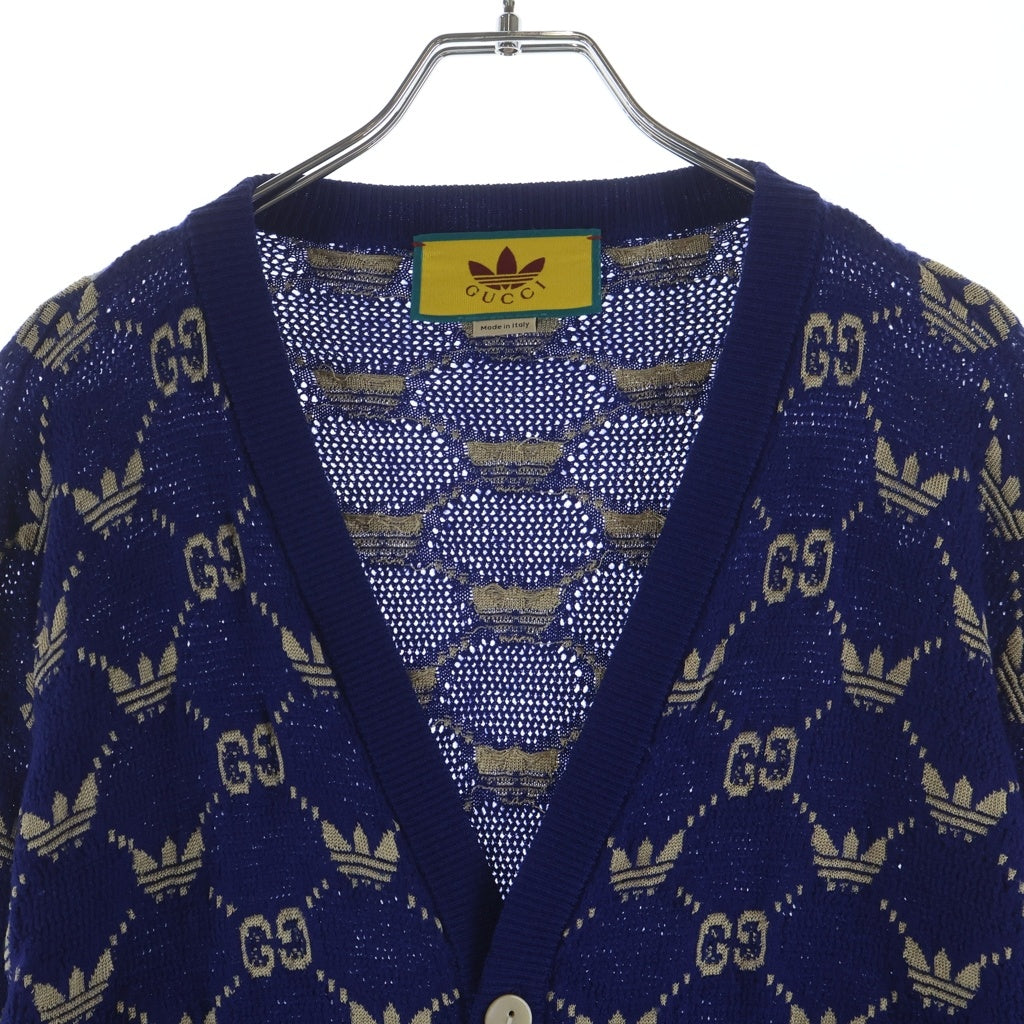 GUCCI(グッチ) ×adidas アディダス GG ジャガード ニット カーディガン ブルー 700474 レディース