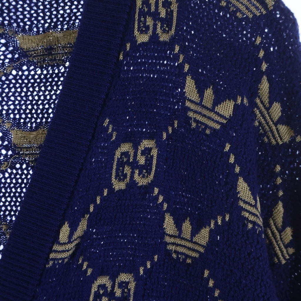 GUCCI(グッチ) ×adidas アディダス GG ジャガード ニット カーディガン ブルー 700474 レディース