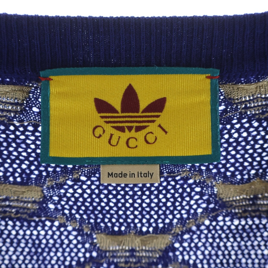 GUCCI(グッチ) ×adidas アディダス GG ジャガード ニット カーディガン ブルー 700474 レディース