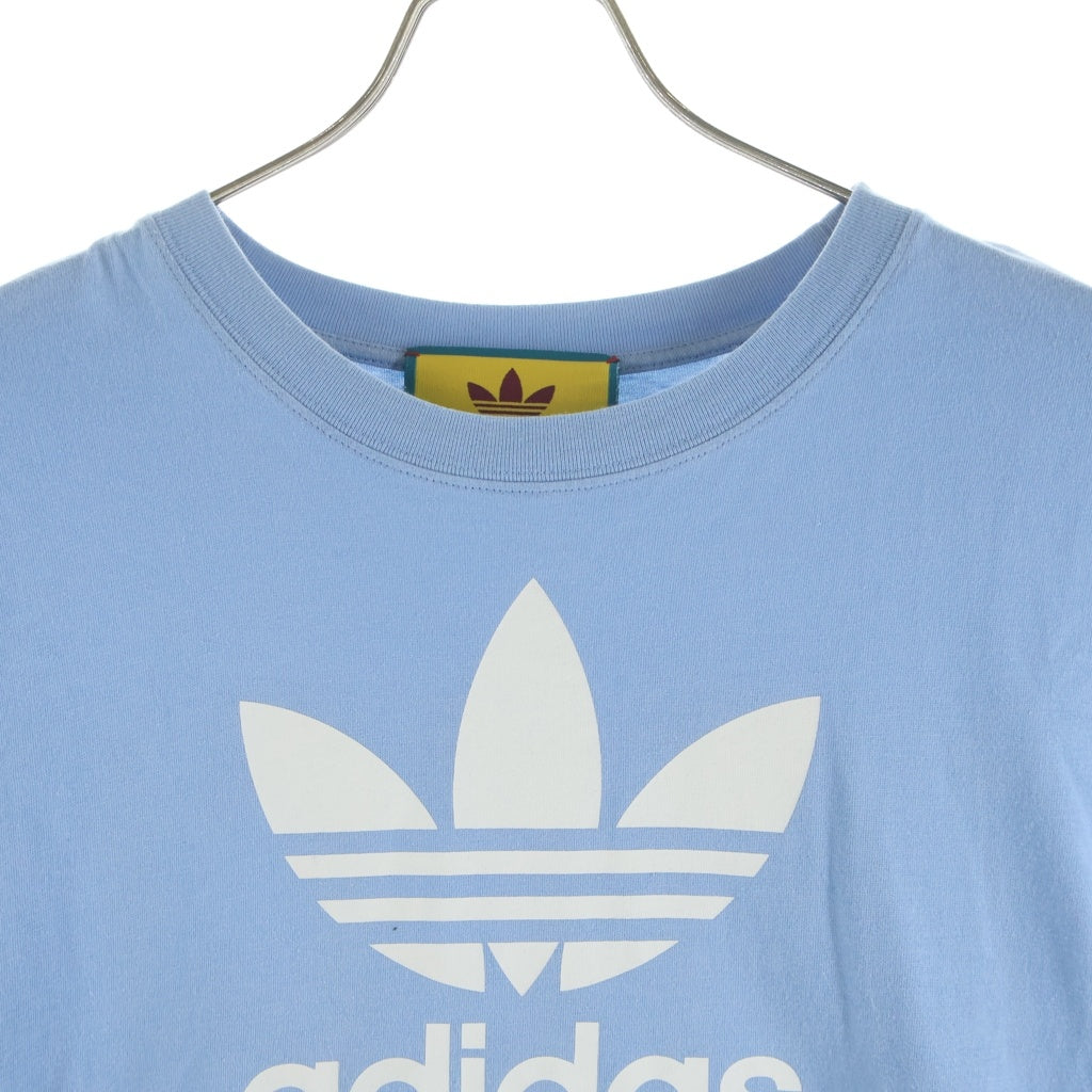 GUCCI(グッチ) ×adidas アディダス ロゴ プリント 半袖Tシャツ カットソー ライトブルー 616036