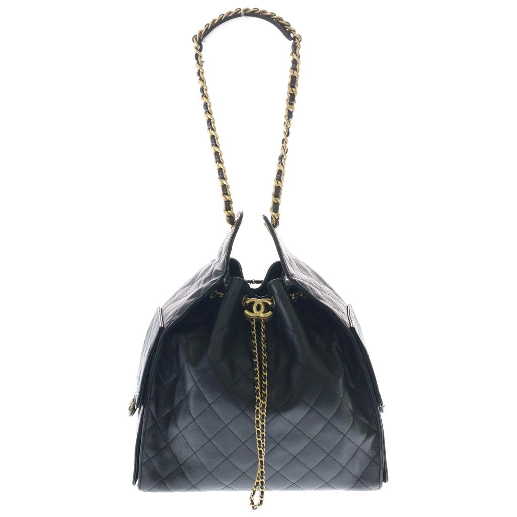 CHANEL(シャネル) シャネル25 ミディアム ブラック キャビアスキン レザー AS5311 ゴールド金具 レディース