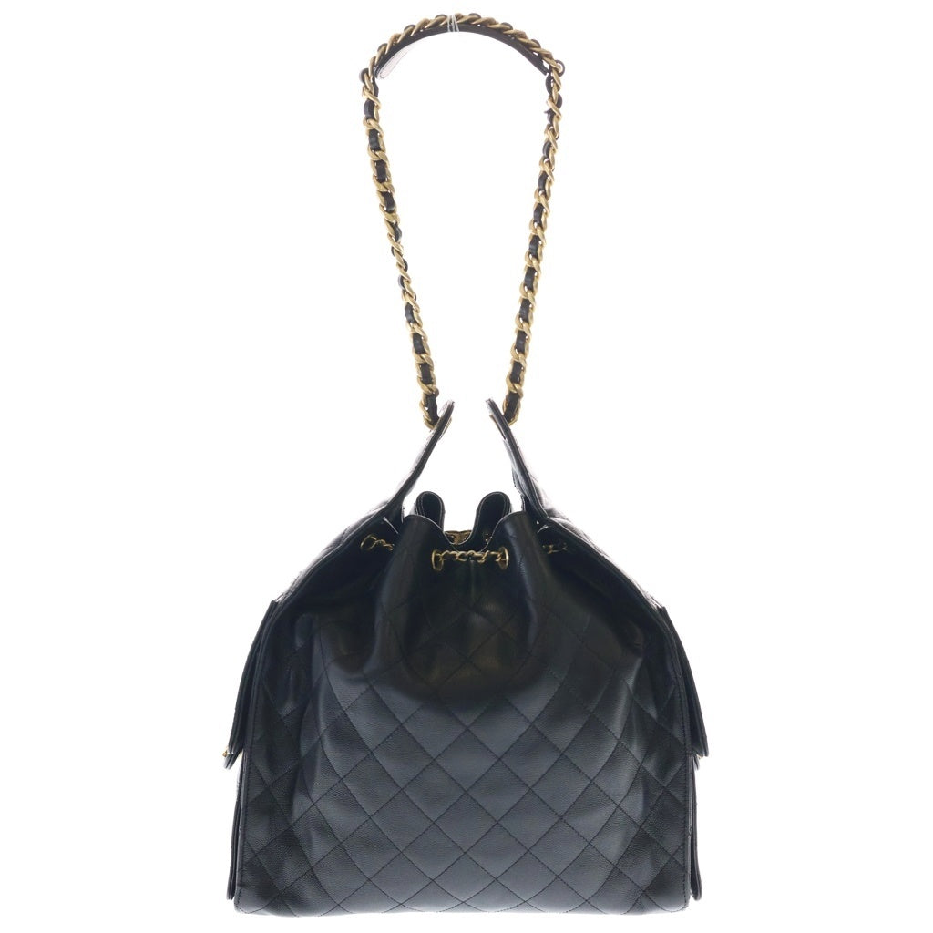 CHANEL(シャネル) シャネル25 ミディアム ブラック キャビアスキン レザー AS5311 ゴールド金具 レディース
