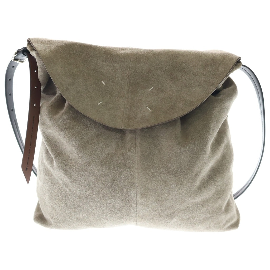 Maison Martin Margiela(メゾンマルタンマルジェラ) ドローストリング ホーボー スモール 4ステッチ スエードレザー ショルダーバッグ シルバー金具 ベージュ