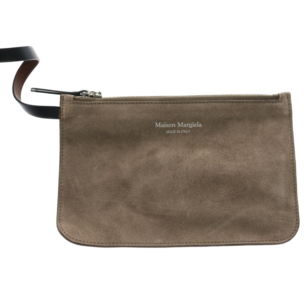 Maison Martin Margiela(メゾンマルタンマルジェラ) ドローストリング ホーボー スモール 4ステッチ スエードレザー ショルダーバッグ シルバー金具 ベージュ