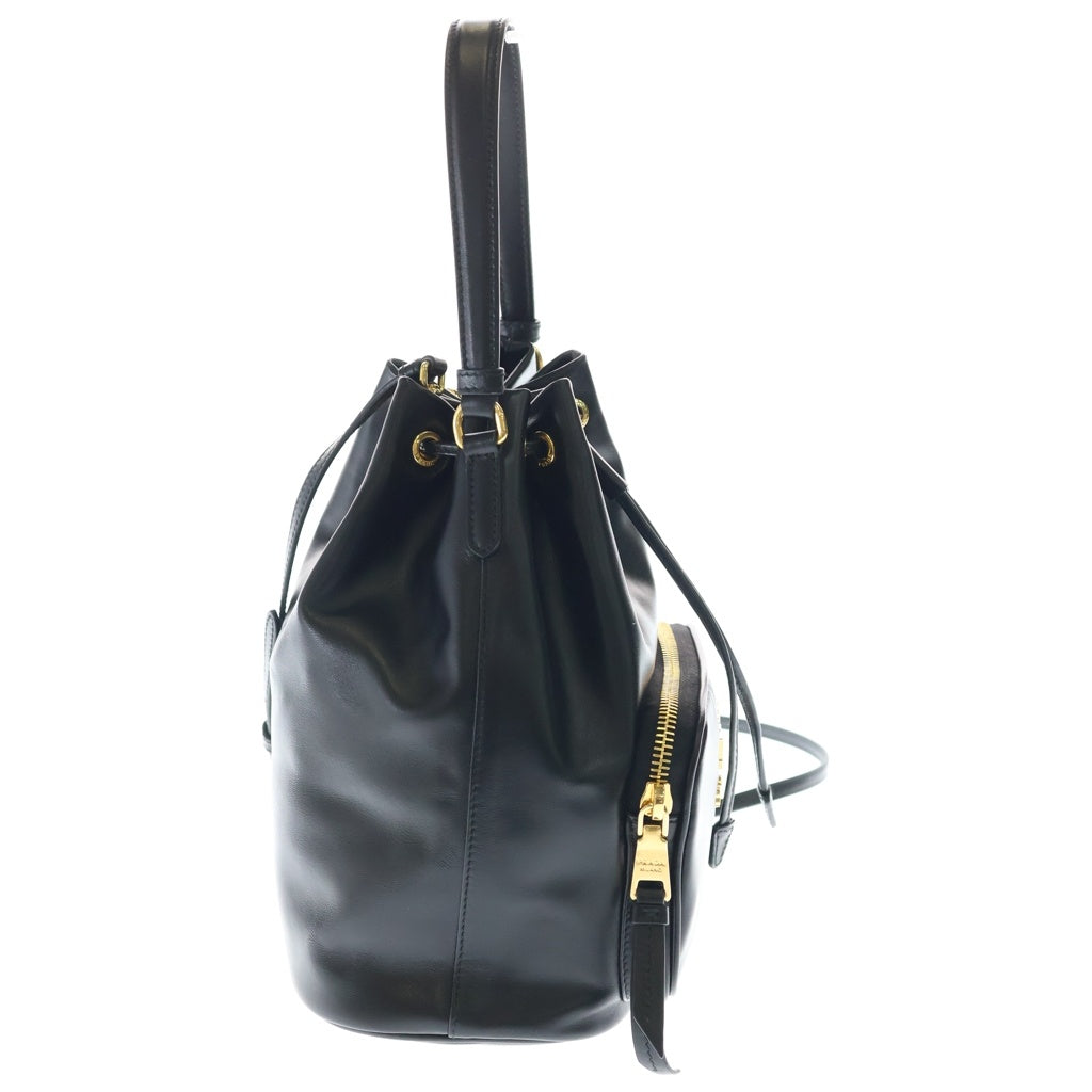 PRADA(プラダ) デュエット バゲットバッグ 黒 レザー 1BH038 レディース