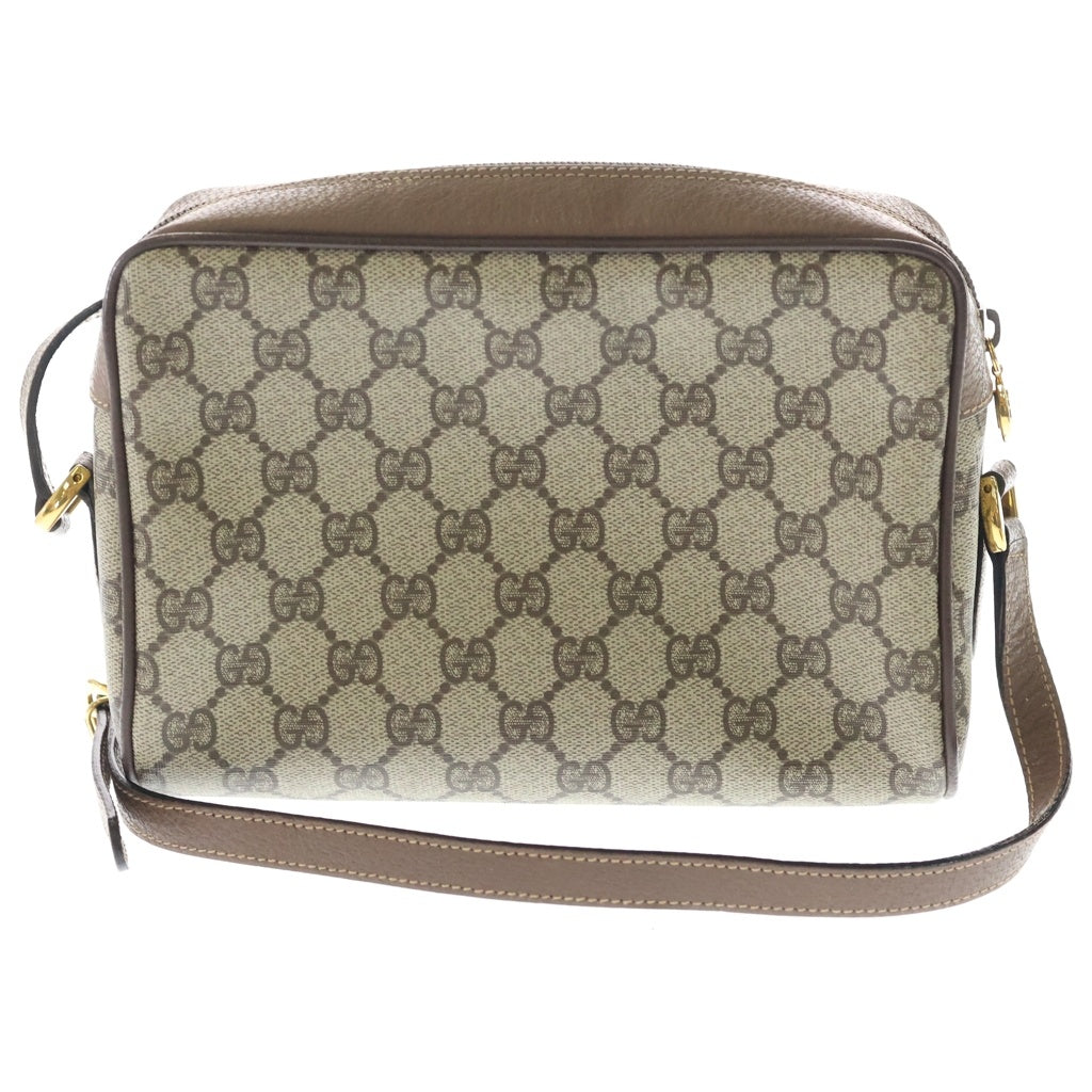 GUCCI(グッチ) GGスプリーム ショルダーバッグ ブラウン×ベージュ レザー×PVC ゴールド金具 レディース