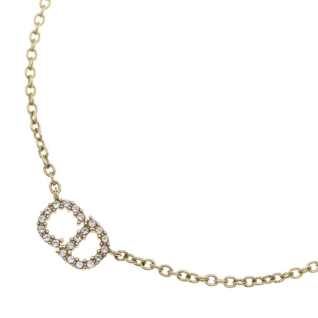 Christian Dior(クリスチャンディオール) CDロゴ ラインストーンネックレス ペンダント チェーン ゴールド GP