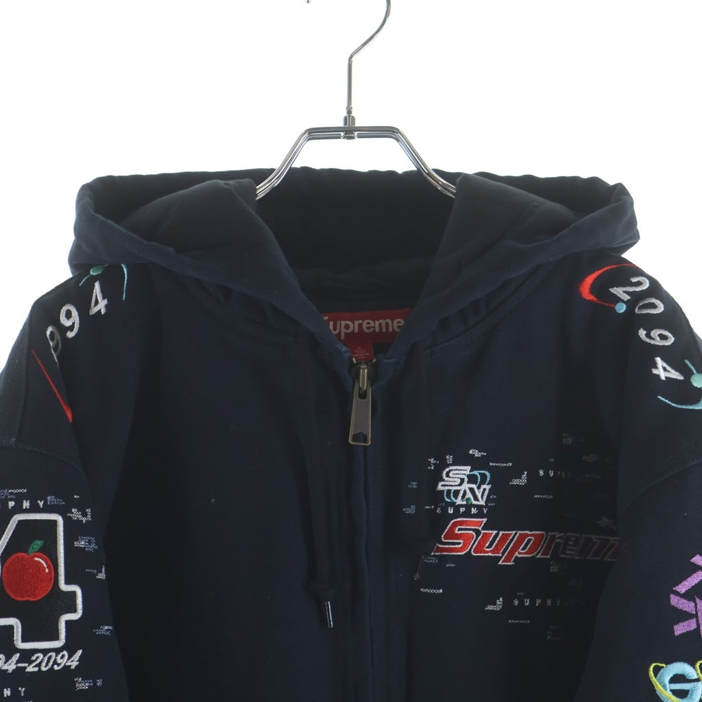 SUPREME(シュプリーム) ■×葵産業 刺繍 フーデット ワークジャケット ネイビー 中綿