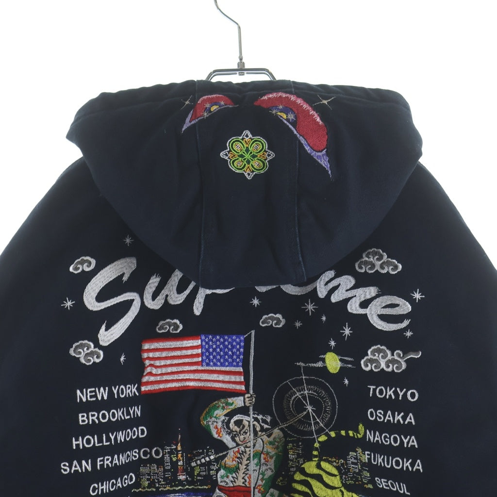 SUPREME(シュプリーム) ■×葵産業 刺繍 フーデット ワークジャケット ネイビー 中綿