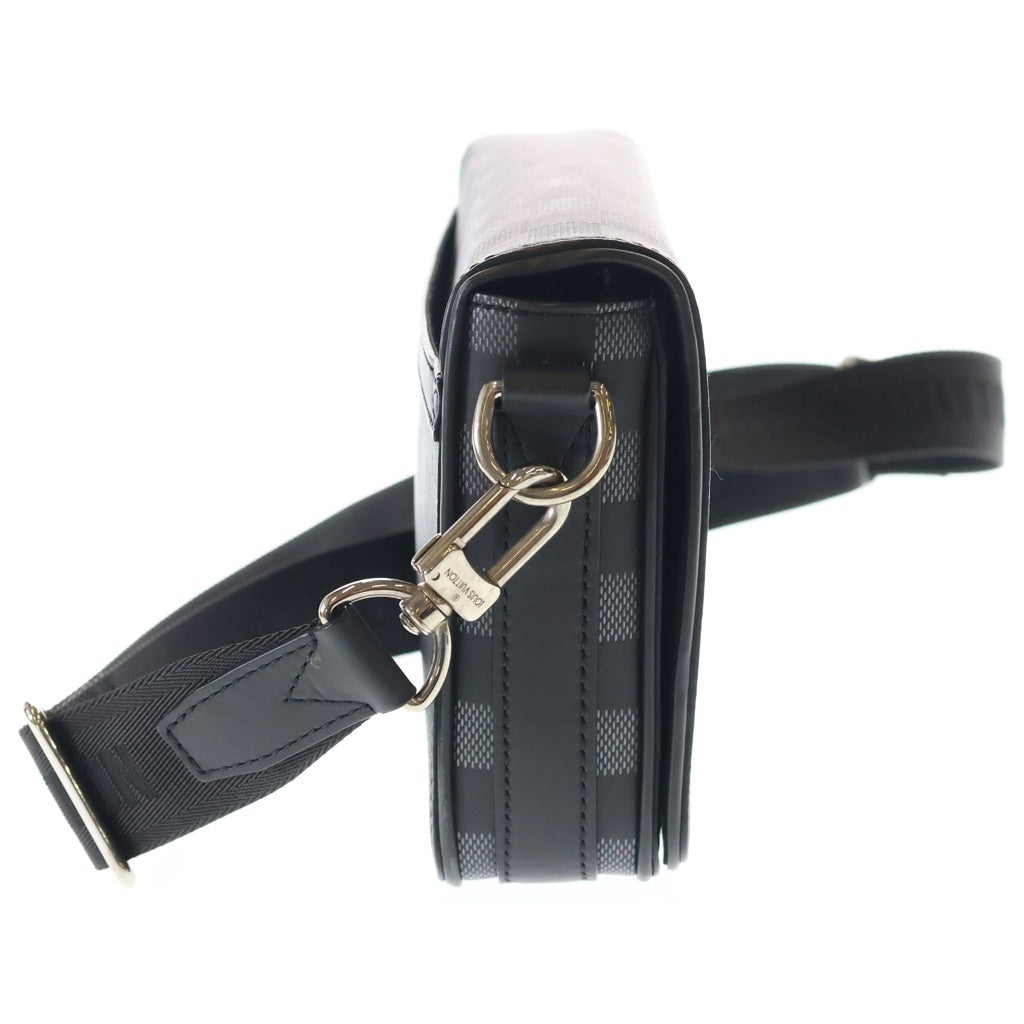 LOUIS VUITTON(ルイヴィトン) ダミエ アンフィニ ステュディオ メッセンジャー ショルダーバッグ ブラック レザー×PVC N50007 シルバー金具 レディース