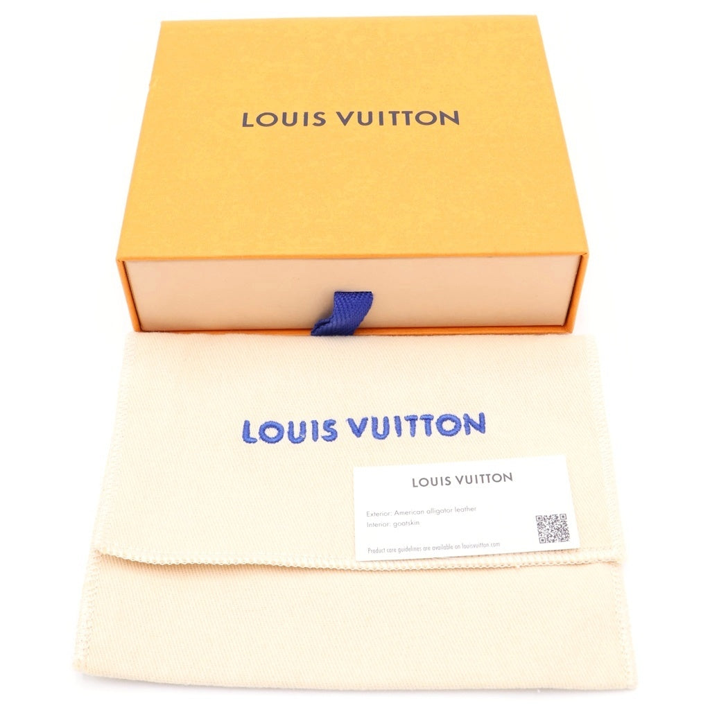 LOUIS VUITTON(ルイヴィトン) クロコダイル エキゾチックレザー ポルトカルト サーンプル グリスゴールド レディース