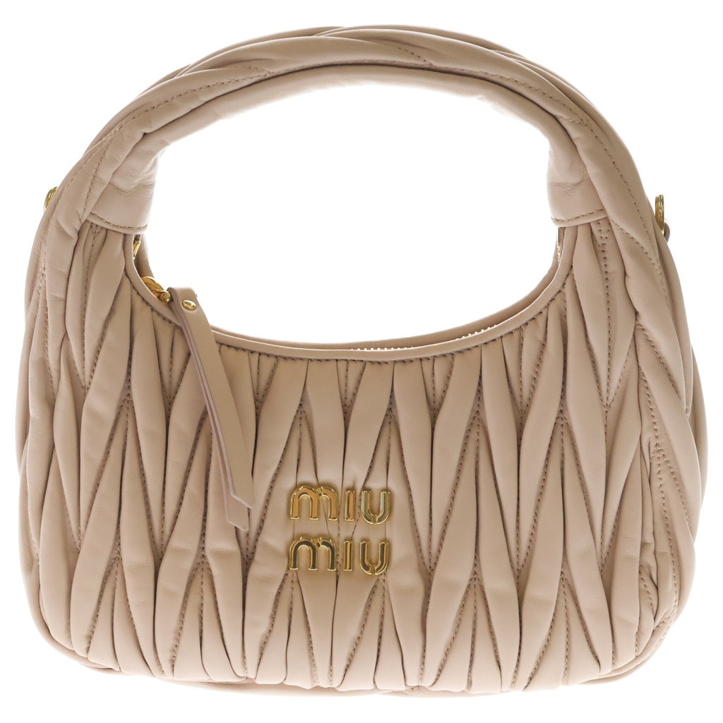 miumiu(ミュウミュウ) ワンダーマテラッセ ミニハンドバッグ ピンク レザー ゴールド金具 レディース