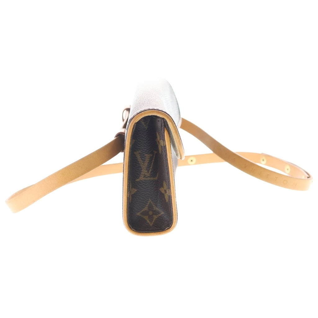 LOUIS VUITTON(ルイヴィトン) モノグラム ポシェットフロランティーヌ ショルダーバッグ ミニバッグ ブラウン レザー×PVC M51240 ゴールド金具 レディース