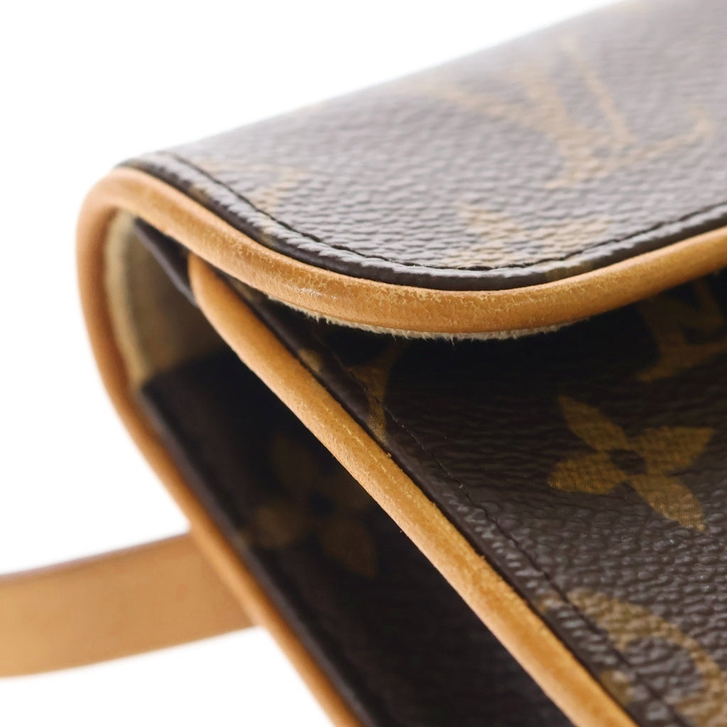 LOUIS VUITTON(ルイヴィトン) モノグラム ポシェットフロランティーヌ ショルダーバッグ ミニバッグ ブラウン レザー×PVC M51240 ゴールド金具 レディース