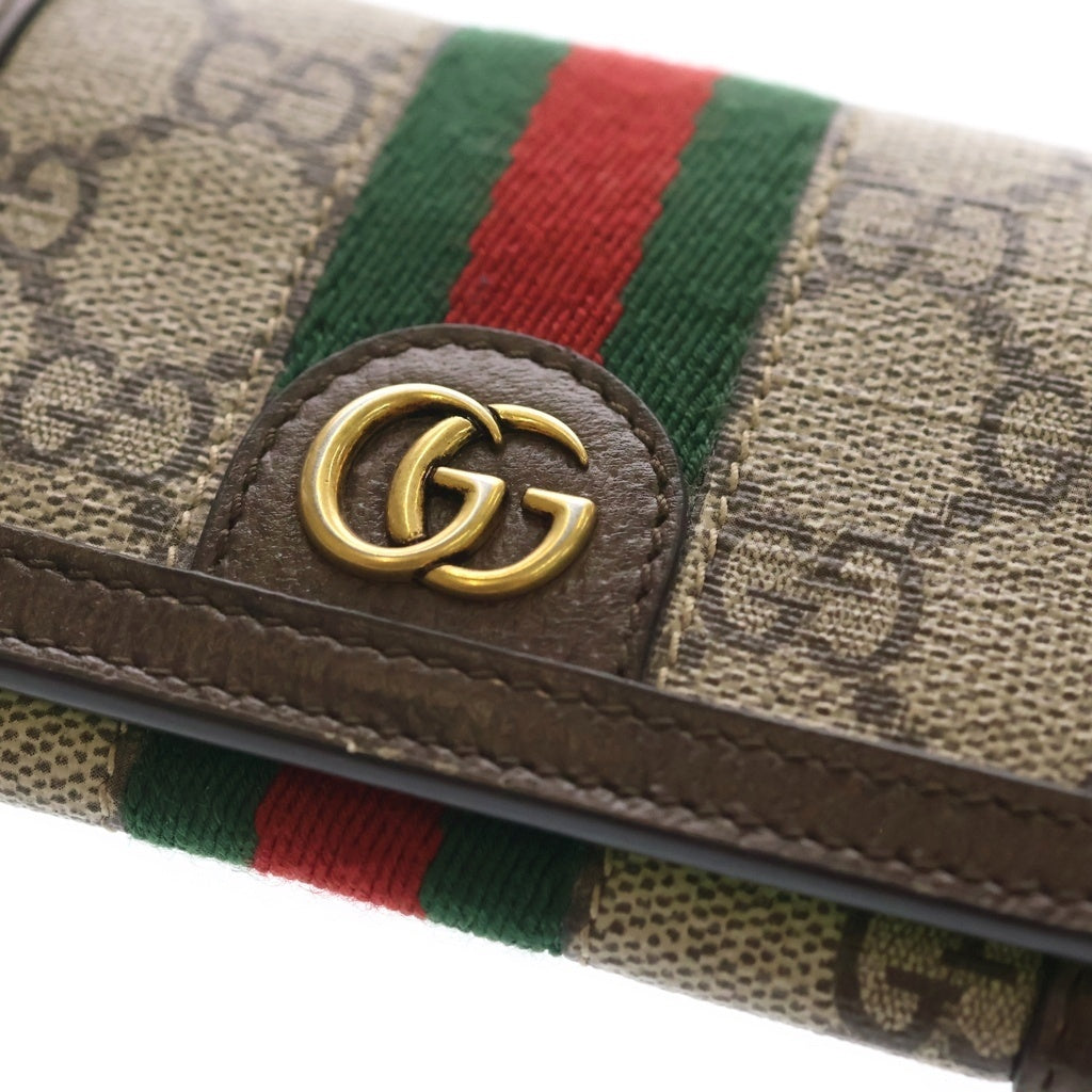 GUCCI(グッチ) オフディア GGスプリーム シェリー レザー カードケース 名刺入れ 763286 バイカラー ブラウン/グリーン