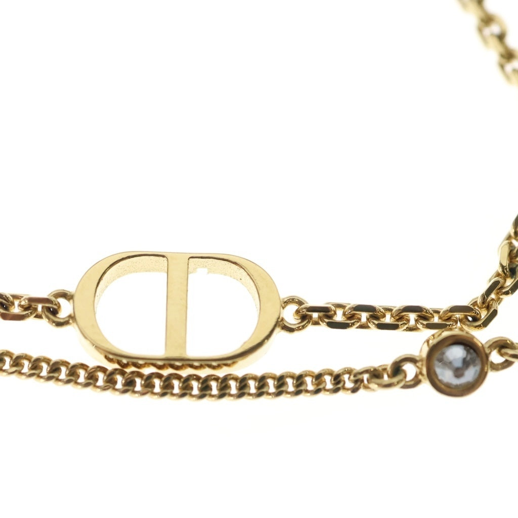 Christian Dior(クリスチャンディオール) ラインストーンスター ダブルチェーンネックレス ペンダント ゴールド GP レディース