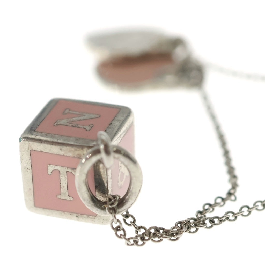 TIFFANY & Co.(ティファニー) リターントゥティファニー ダブルハート キューブ付 AG925 ネックレス シルバー/ピンク レディース