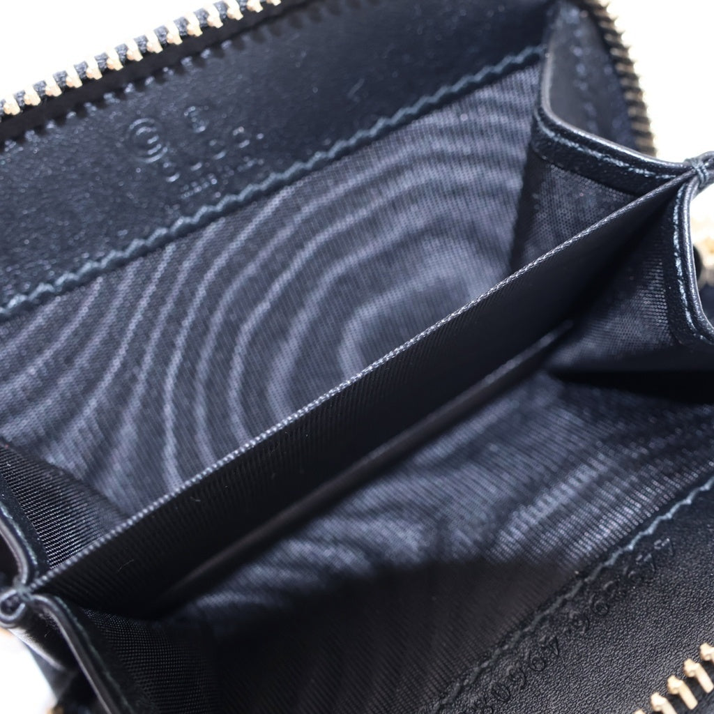 GUCCI(グッチ) グッチシマ コインケース ポーチ ブラック レザー 449896 ゴールド金具 レディース