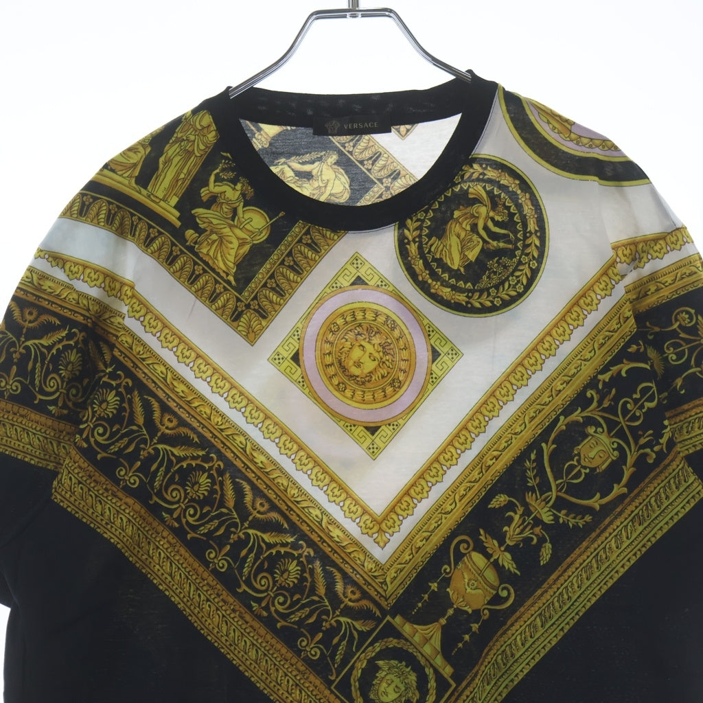 VERSACE(ヴェルサーチ) バロック総柄プリント 半袖Tシャツ カットソー ブラック