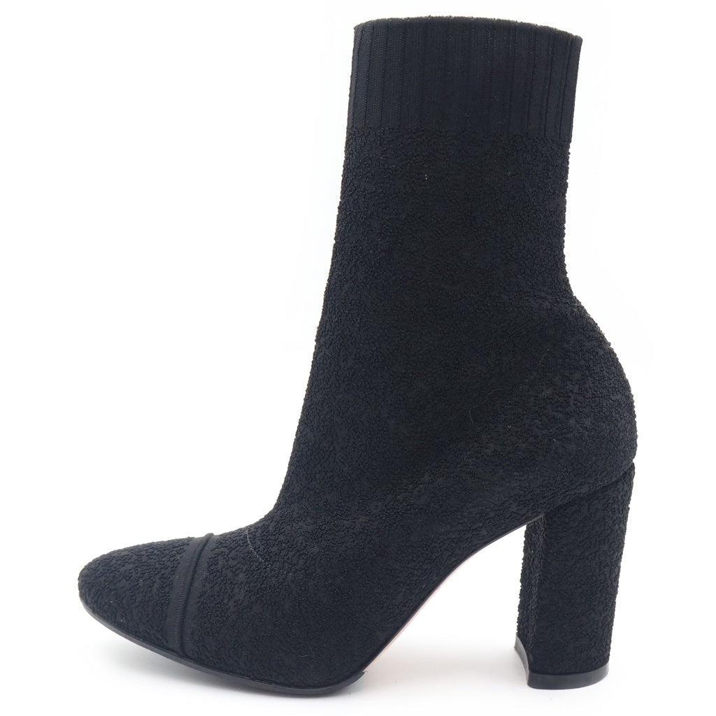 Gianvito Rossi(ジャンヴィト・ロッシ) パイルニット ソックス ショート ブーツ シューズ ブラック レディース