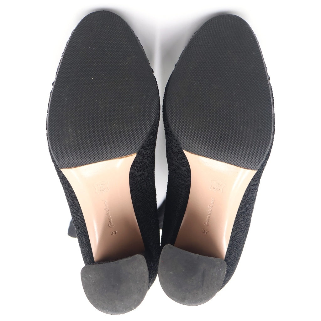 Gianvito Rossi(ジャンヴィト・ロッシ) パイルニット ソックス ショート ブーツ シューズ ブラック レディース