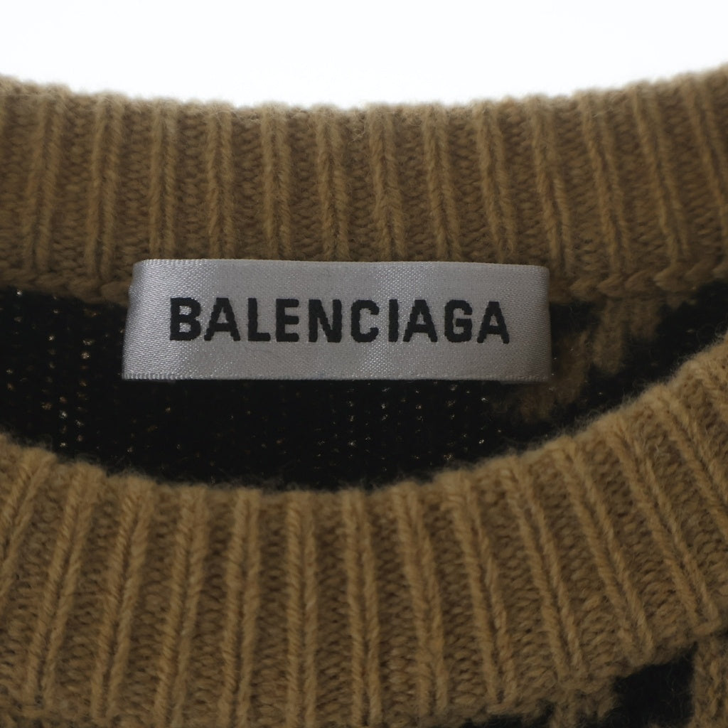 BALENCIAGA(バレンシアガ) ロゴ ジャガード ニット ベージュ XS 547831 レディース