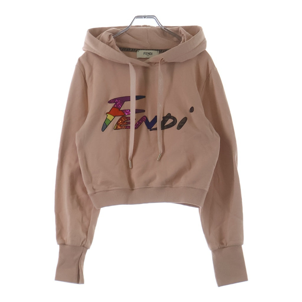 FENDI(フェンディ) ロゴ クロップドパーカー ピンク S レディース
