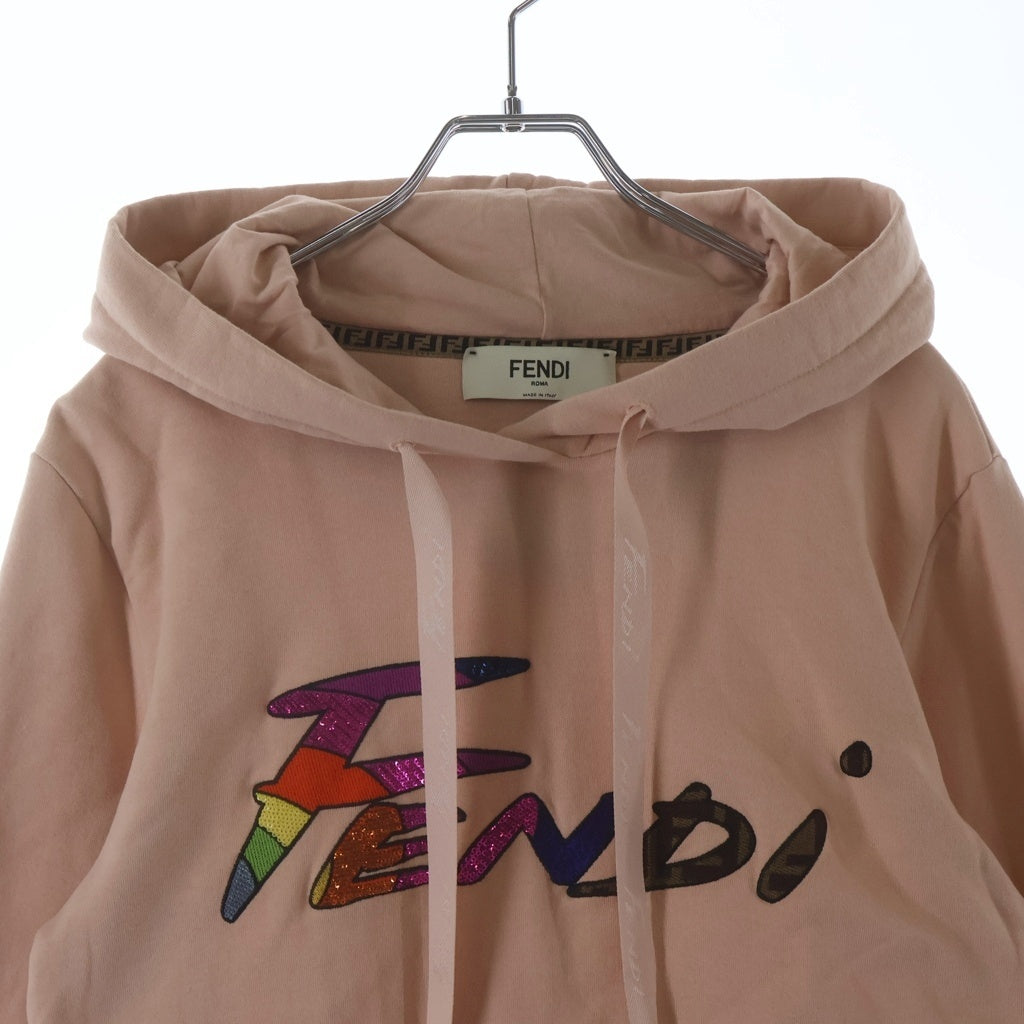 FENDI(フェンディ) ロゴ クロップドパーカー ピンク S レディース