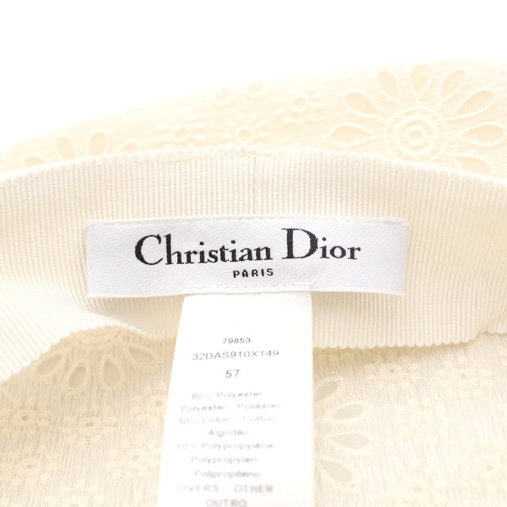 DIOR(ディオール) フローラル レース メッシュ ベレー 帽子 ホワイト レディース 32DAS910X149