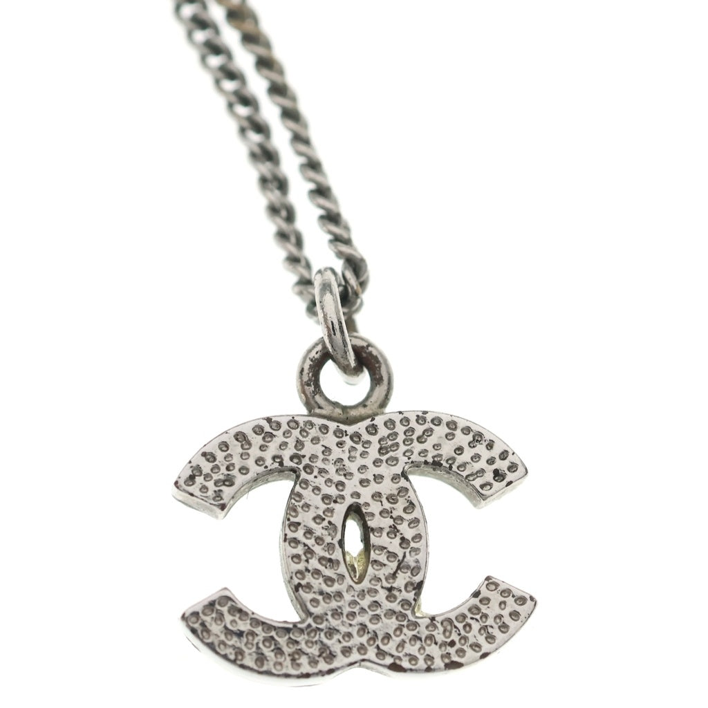 CHANEL(シャネル) ココマーク ラインストーン ネックレス ペンダント チェーン シルバー GP レディース