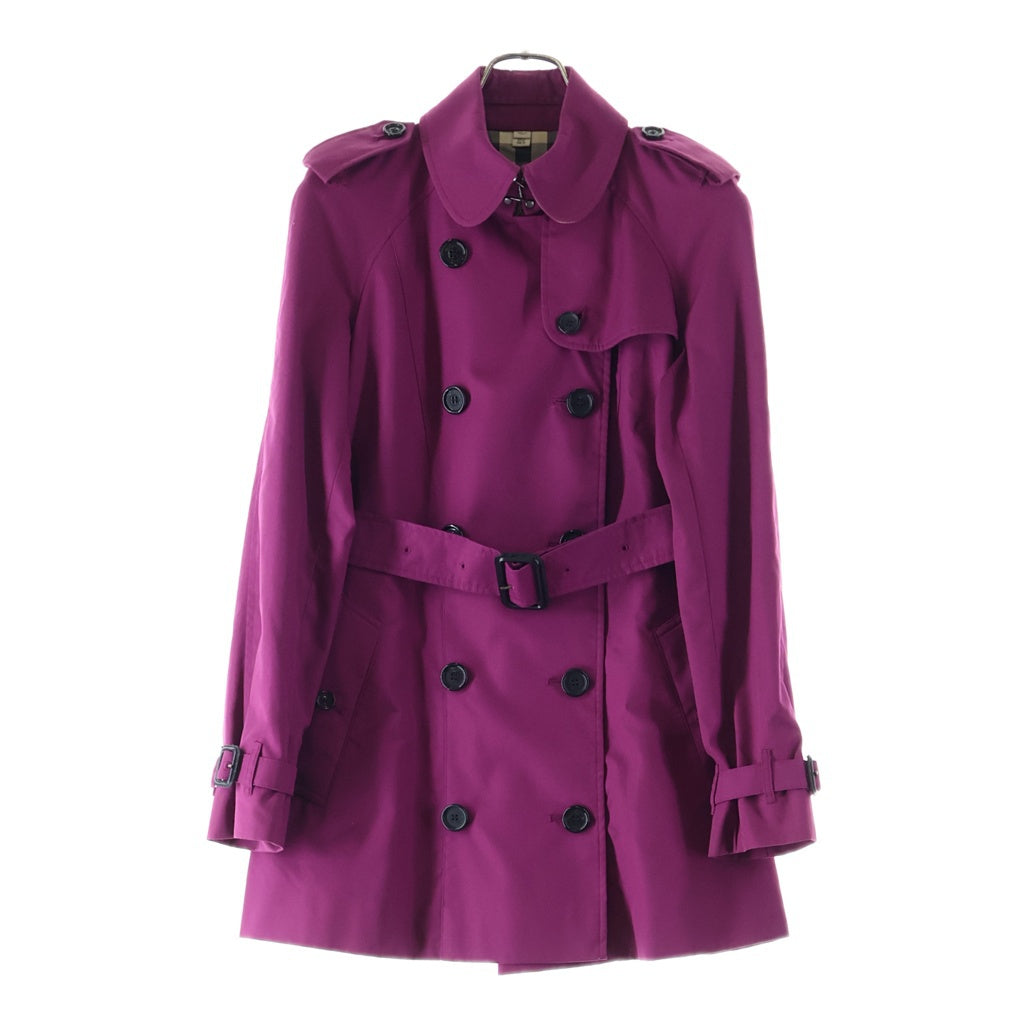 BURBERRY(バーバリー) 裏地ノバチェック ラグランスリーブ ダブル トレンチコート ウエストベルト付 ピンク #34 レディース