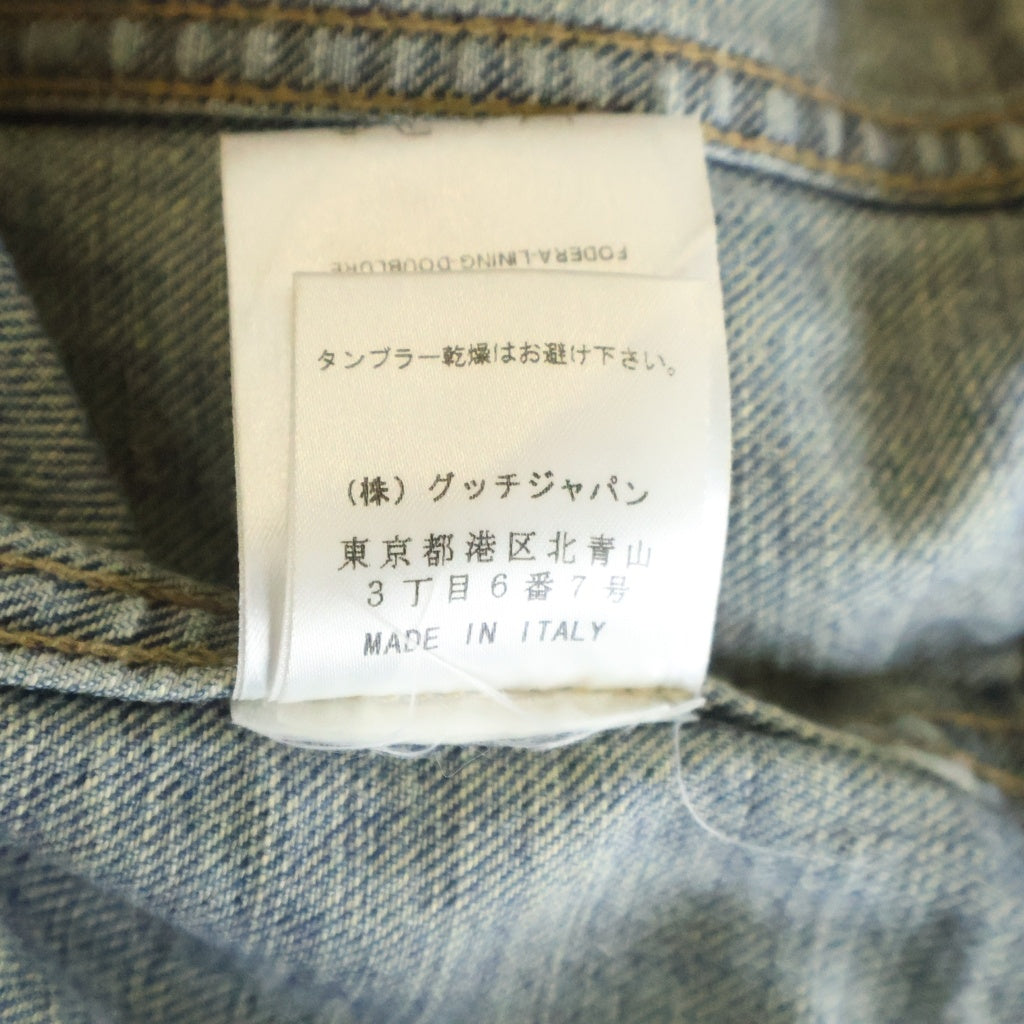 GUCCI(グッチ) ウォッシュド加工 デニムジャケット Gジャン インディゴブルー #42 レディース
