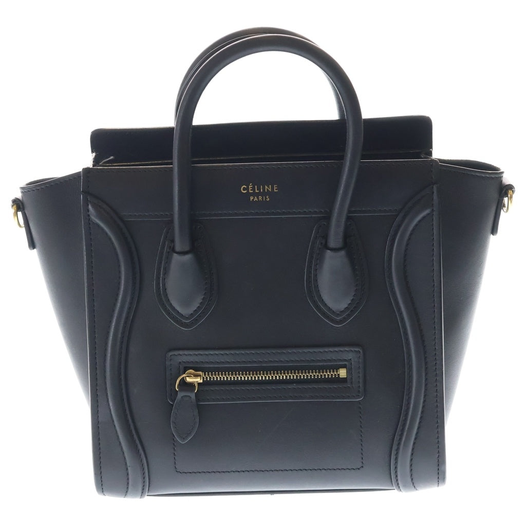CELINE(セリーヌ) ラゲージ ナノ 2WAYバッグ ハンドバッグ ショルダーバッグ ブラック レザー ゴールド金具 レディース