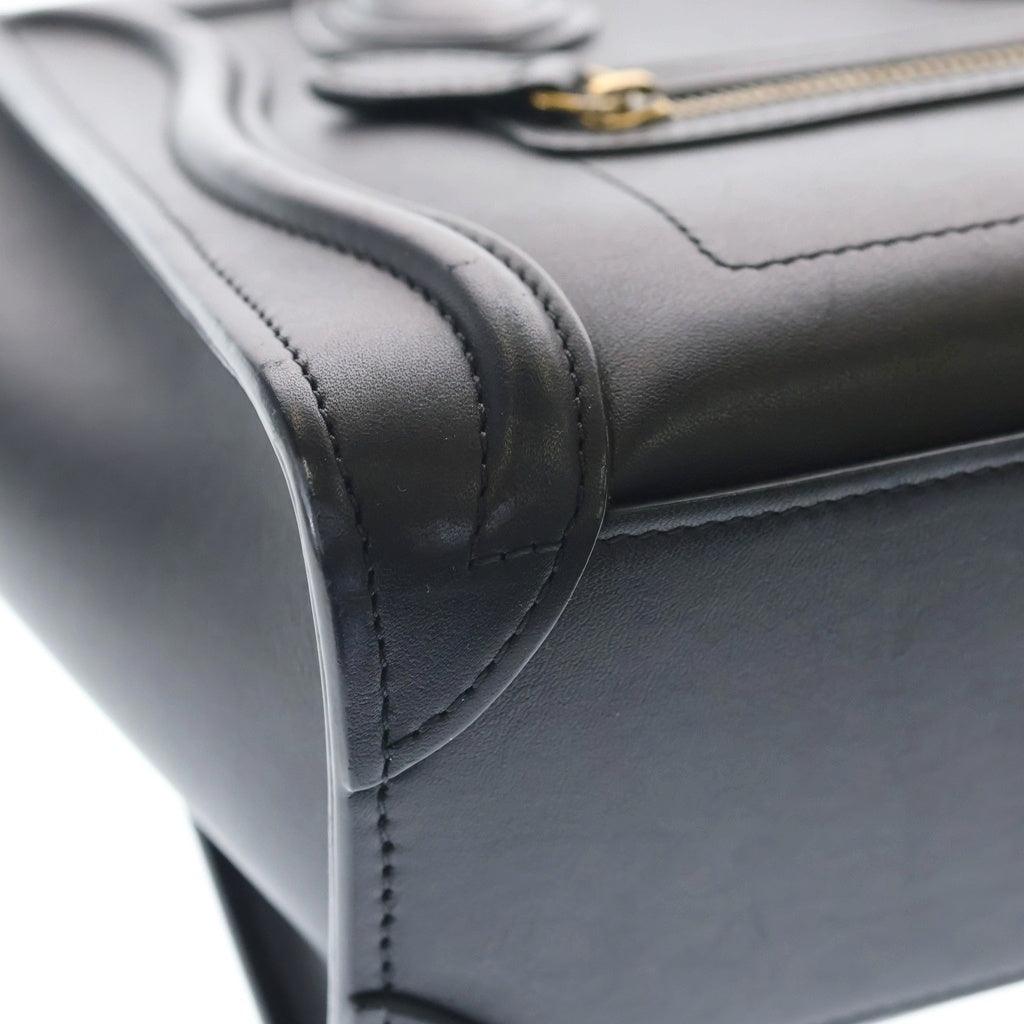 CELINE(セリーヌ) ラゲージ ナノ 2WAYバッグ ハンドバッグ ショルダーバッグ ブラック レザー ゴールド金具 レディース