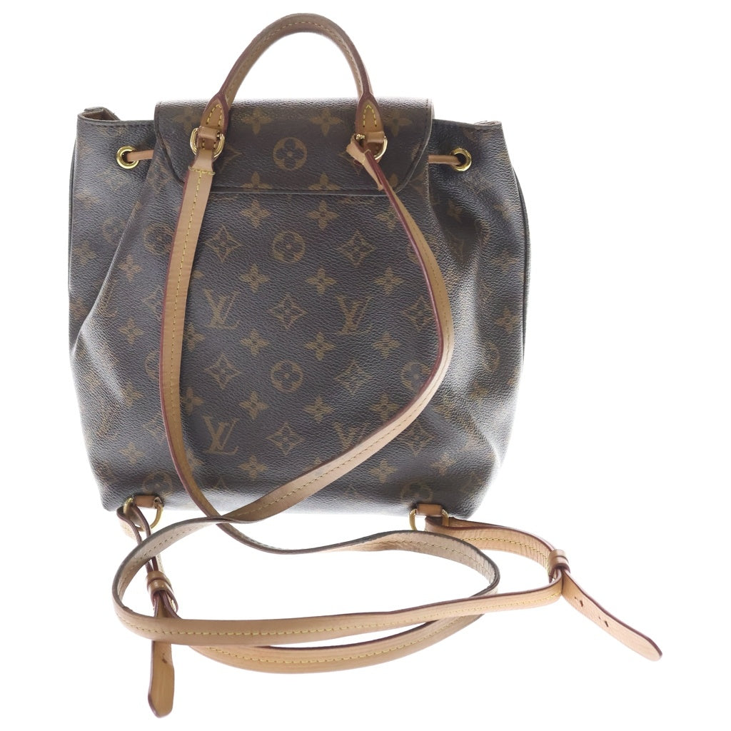 LOUIS VUITTON(ルイヴィトン) モノグラム モンスリ NM PM リュックサック バックパック ブラウン レザー×PVC M45501 ゴールド金具 レディース